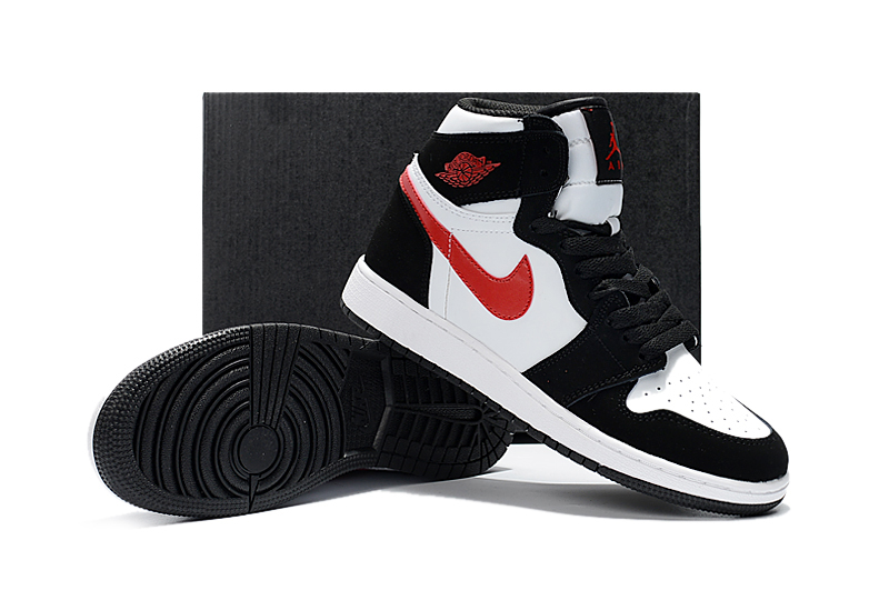 New Air Jordan 1 Retro Black White Red Shoes For Women - Click Image to Close